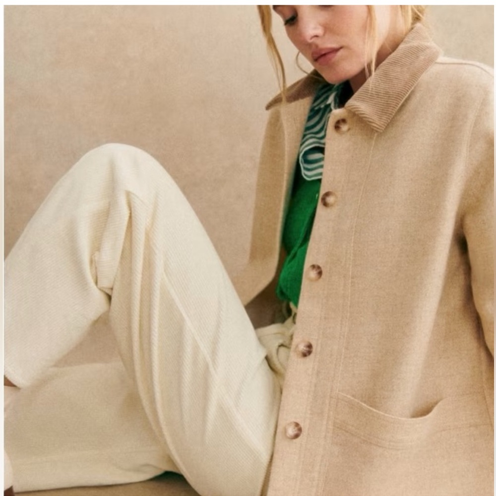 Sezane Will Jacket in mottled ecru